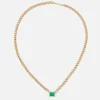 Medium Curb Chain Emerald Cut Emerald Bezel Necklace