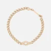 Medium Curb Chain Marquise Diamond Halo Bracelet