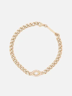 Medium Curb Chain Marquise Diamond Halo Bracelet