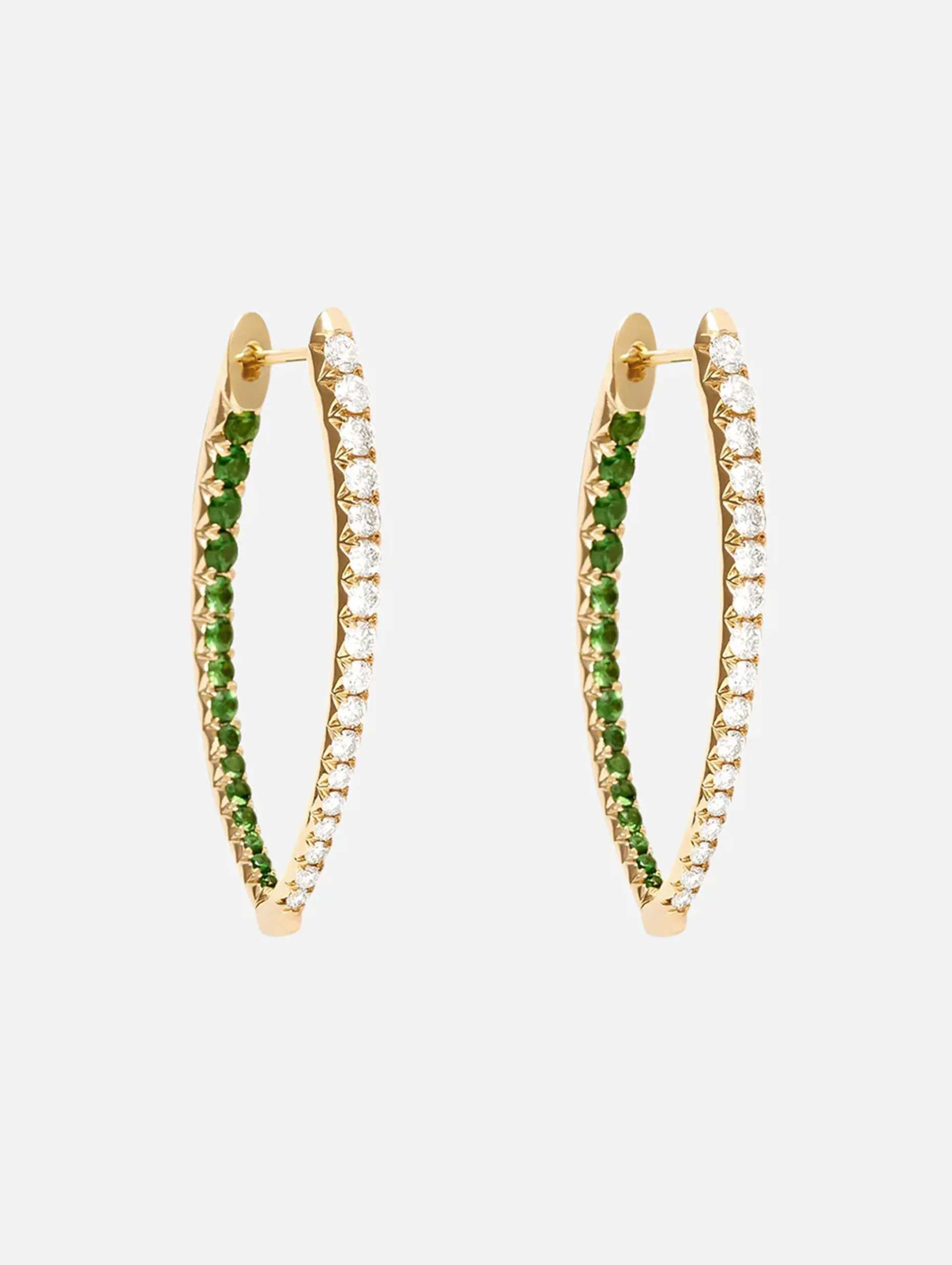 Medium White Diamond and Tsavorite Cristina Earrings