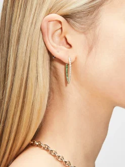 Medium White Diamond and Tsavorite Cristina Earrings