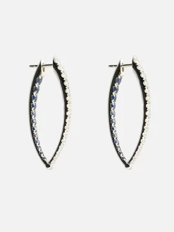 Medium White Diamond Blue Sapphire Cristina Earrings