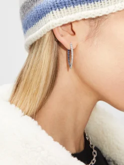 Medium White Diamond Blue Sapphire Cristina Earrings