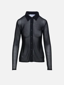 Mesh Knit Button Up Top