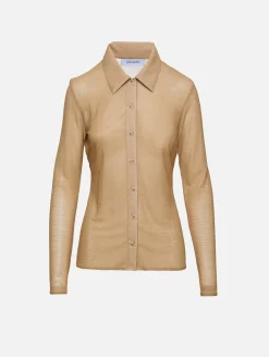Mesh Knit Button Up Top