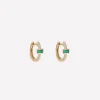 Mini Emerald Baguette Pavé Diamond Hoop
