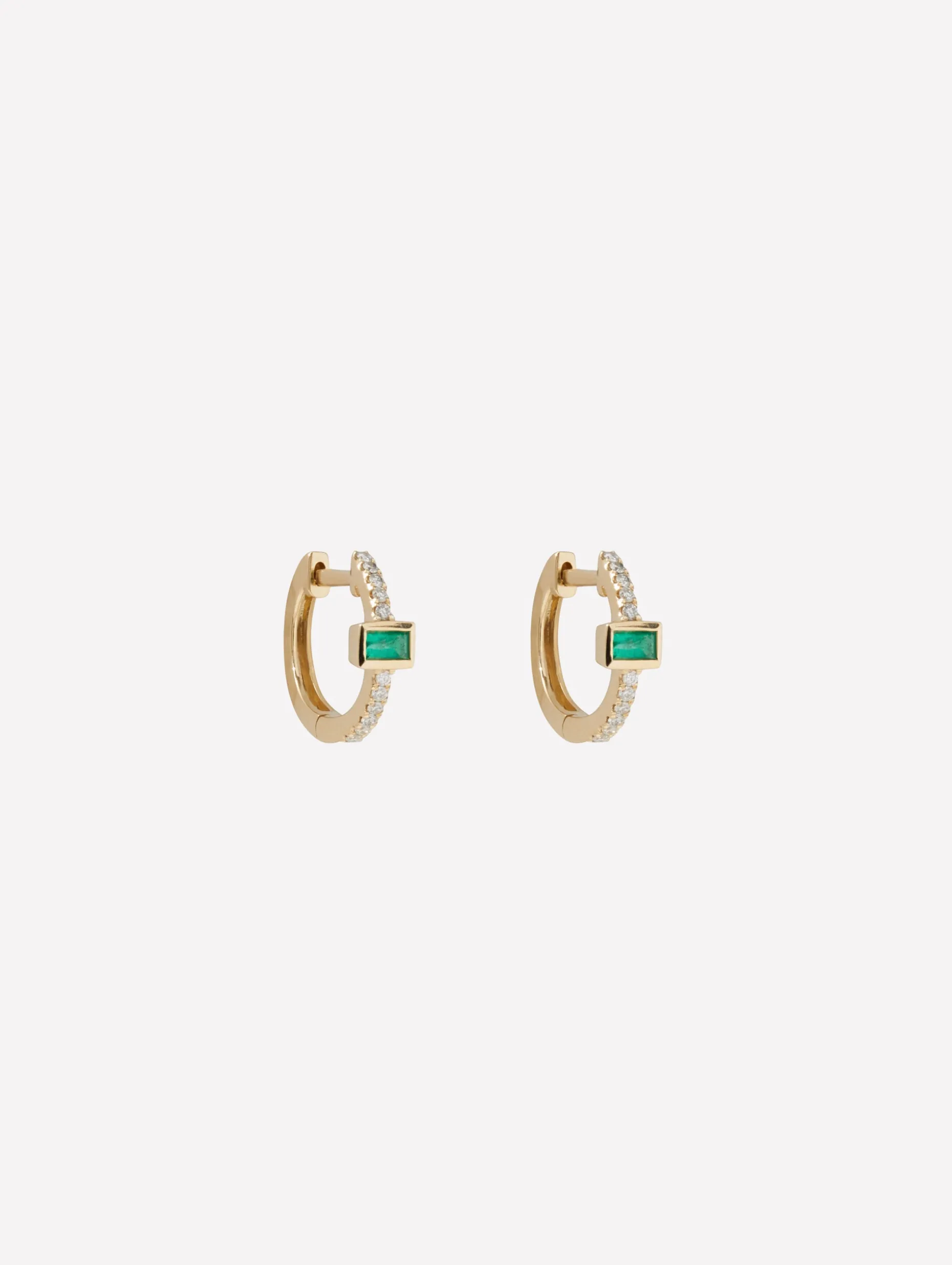 Mini Emerald Baguette Pavé Diamond Hoop