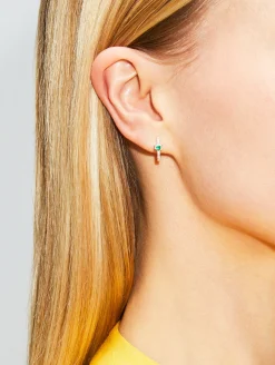 Mini Emerald Baguette Pavé Diamond Hoop