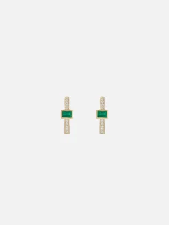 Mini Emerald Baguette Pavé Diamond Hoop