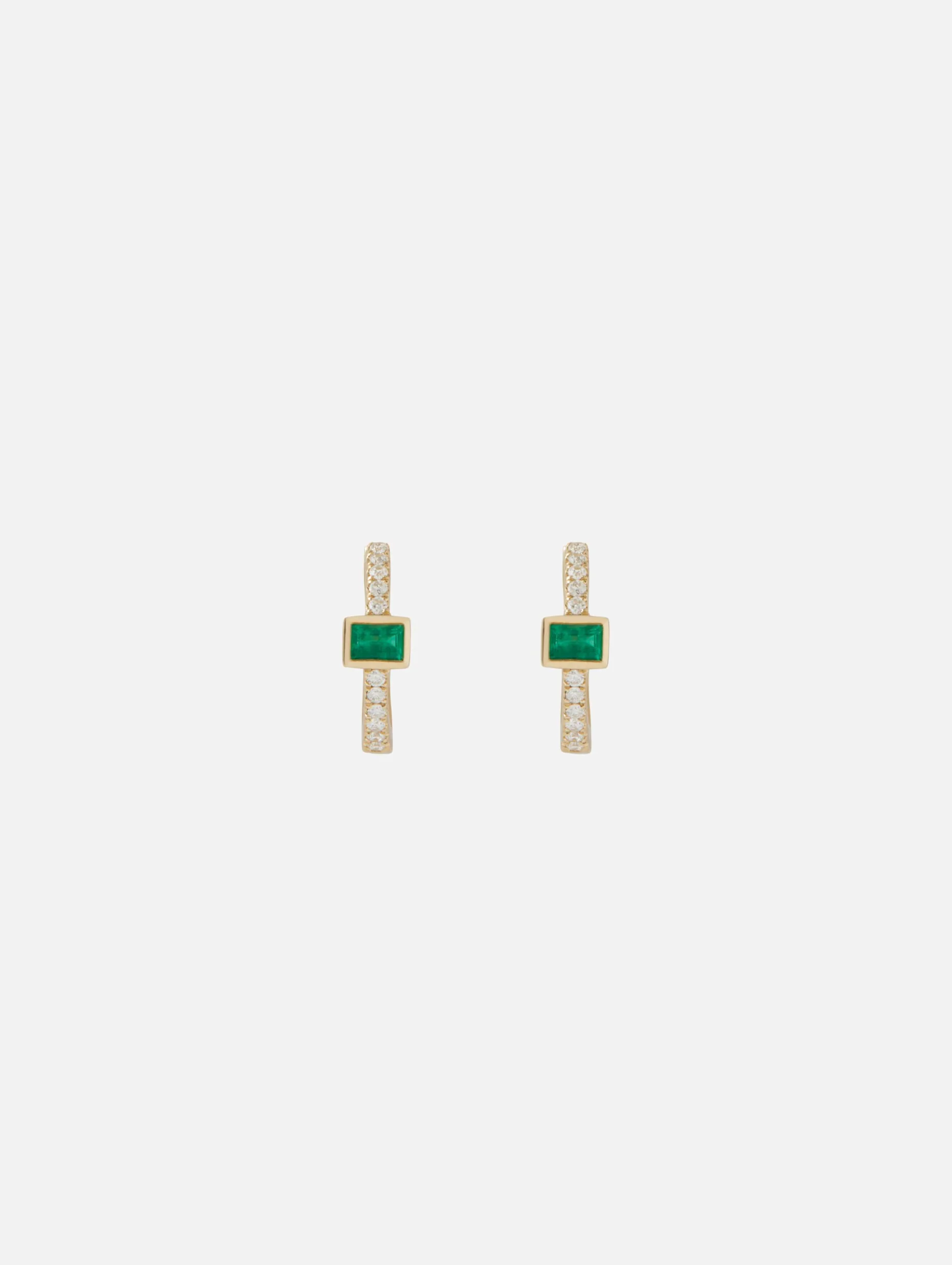 Mini Emerald Baguette Pavé Diamond Hoop