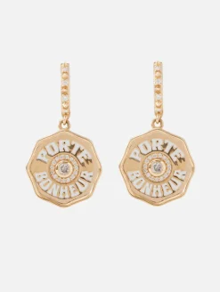 Mini White Topaz Porte Bonheur Earrings
