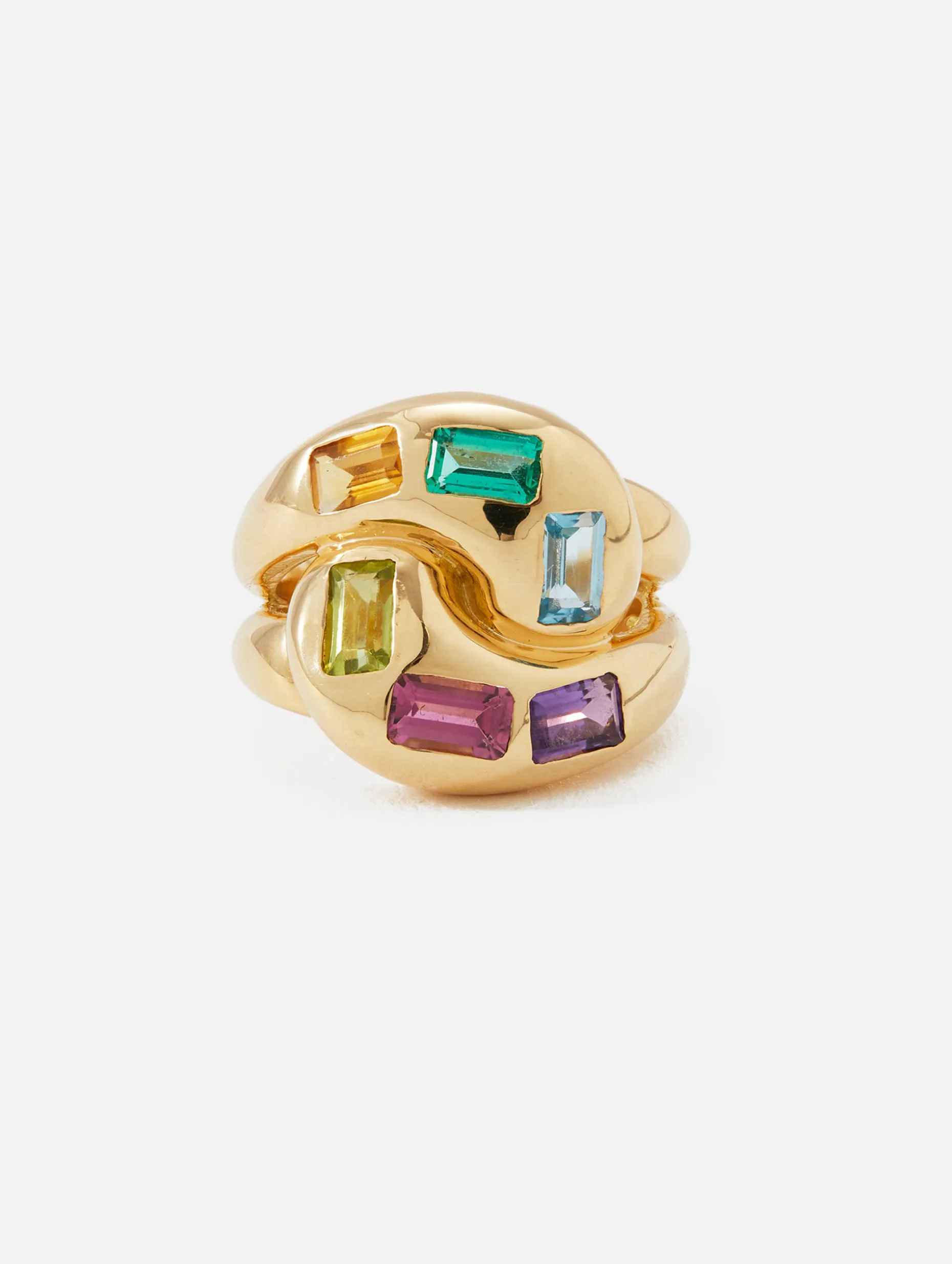 Multicolor Gemstone Knot Ring