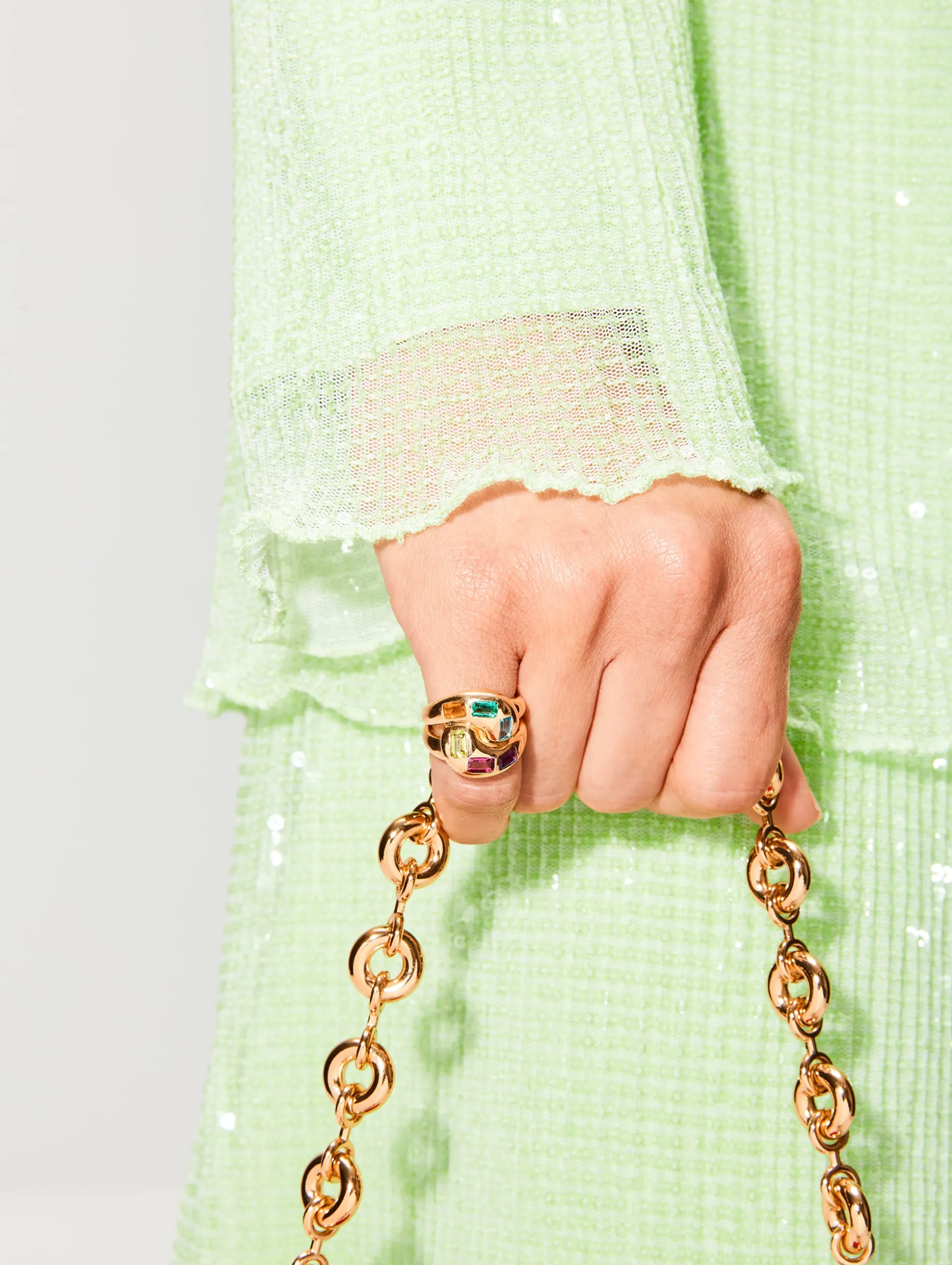 Multicolor Gemstone Knot Ring