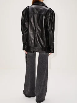 Oversized Leather Biker Jacket