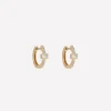 Pavé Diamond Mini Hoops WIth Diamond Baguette