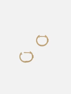 Pavé Diamond Mini Hoops WIth Diamond Baguette