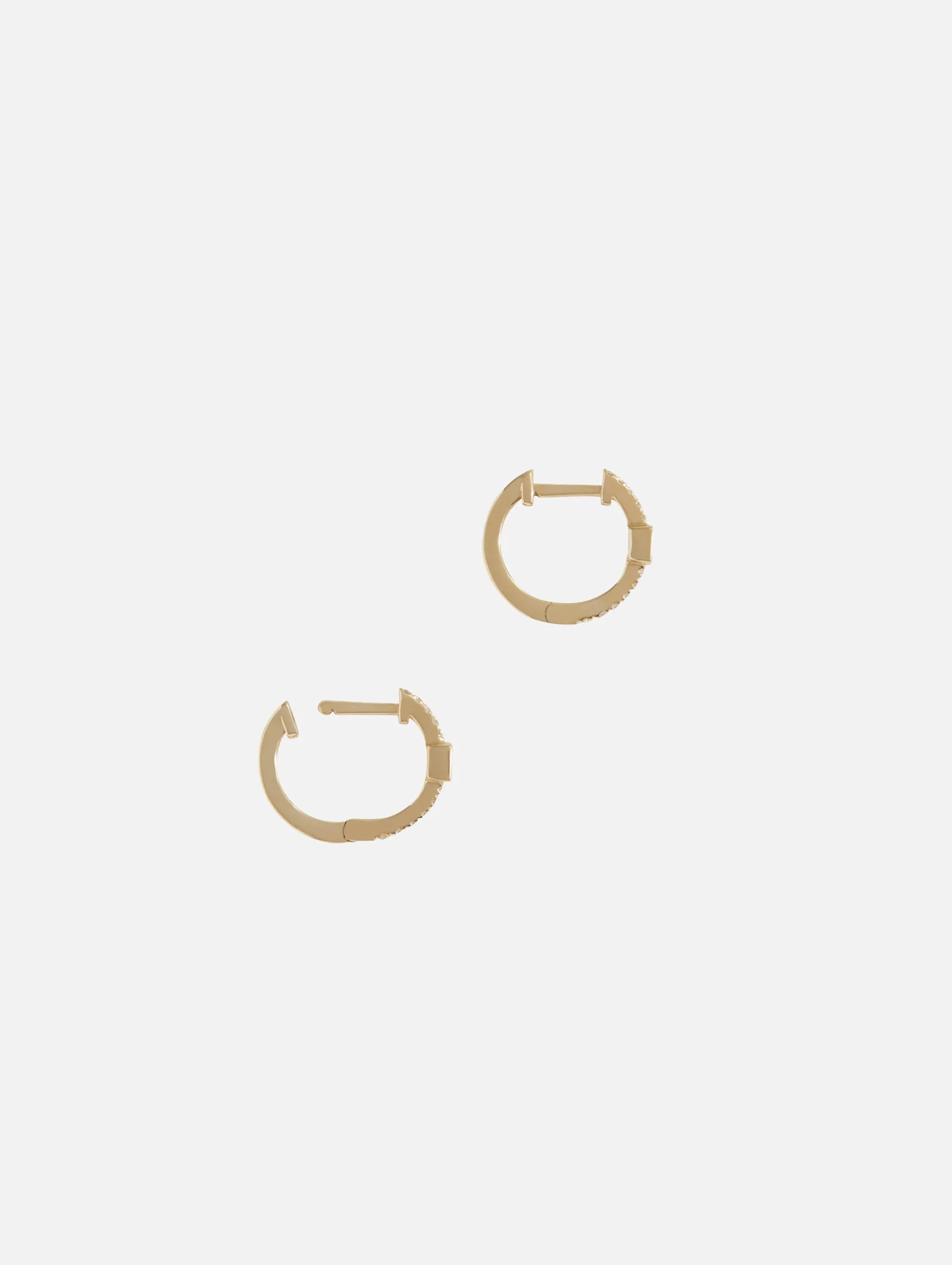 Pavé Diamond Mini Hoops WIth Diamond Baguette