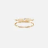 Pave and Prong Diamond Split Double Band Ring