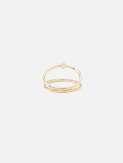 Pave and Prong Diamond Split Double Band Ring