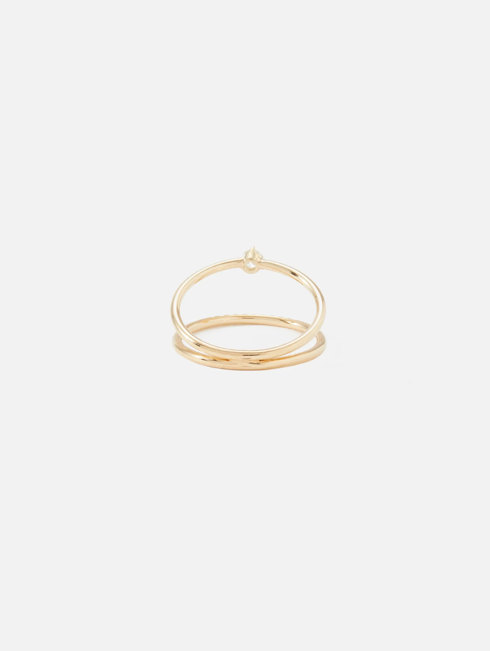 Pave and Prong Diamond Split Double Band Ring