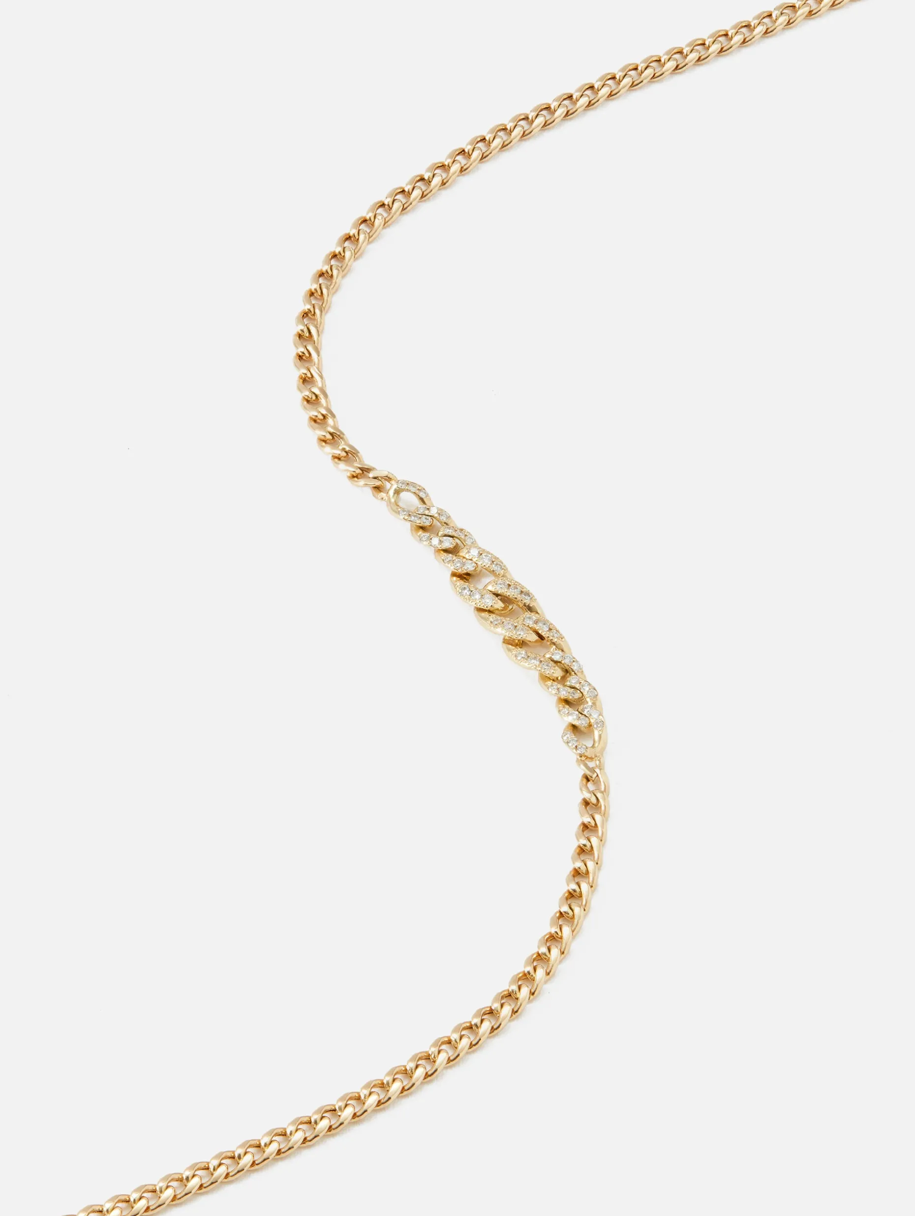 Pave Diamond Graduated Curb Chain Necklace