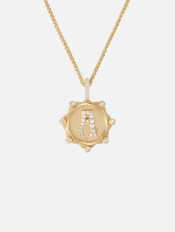 Pave Initial Coin Necklace