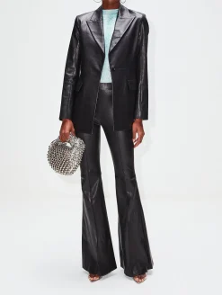 Peak Lapel Leather Jacket