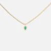 Pear Emerald Bezel Pendant Snake Chain Necklace