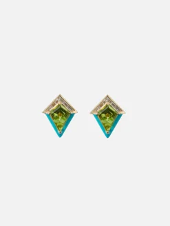 Peridot and Diamond Twinkle Studs