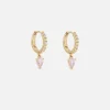 Pink Sapphire Diamond Water Drop Goddess Hoops