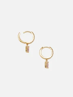 Pink Sapphire Diamond Water Drop Goddess Hoops