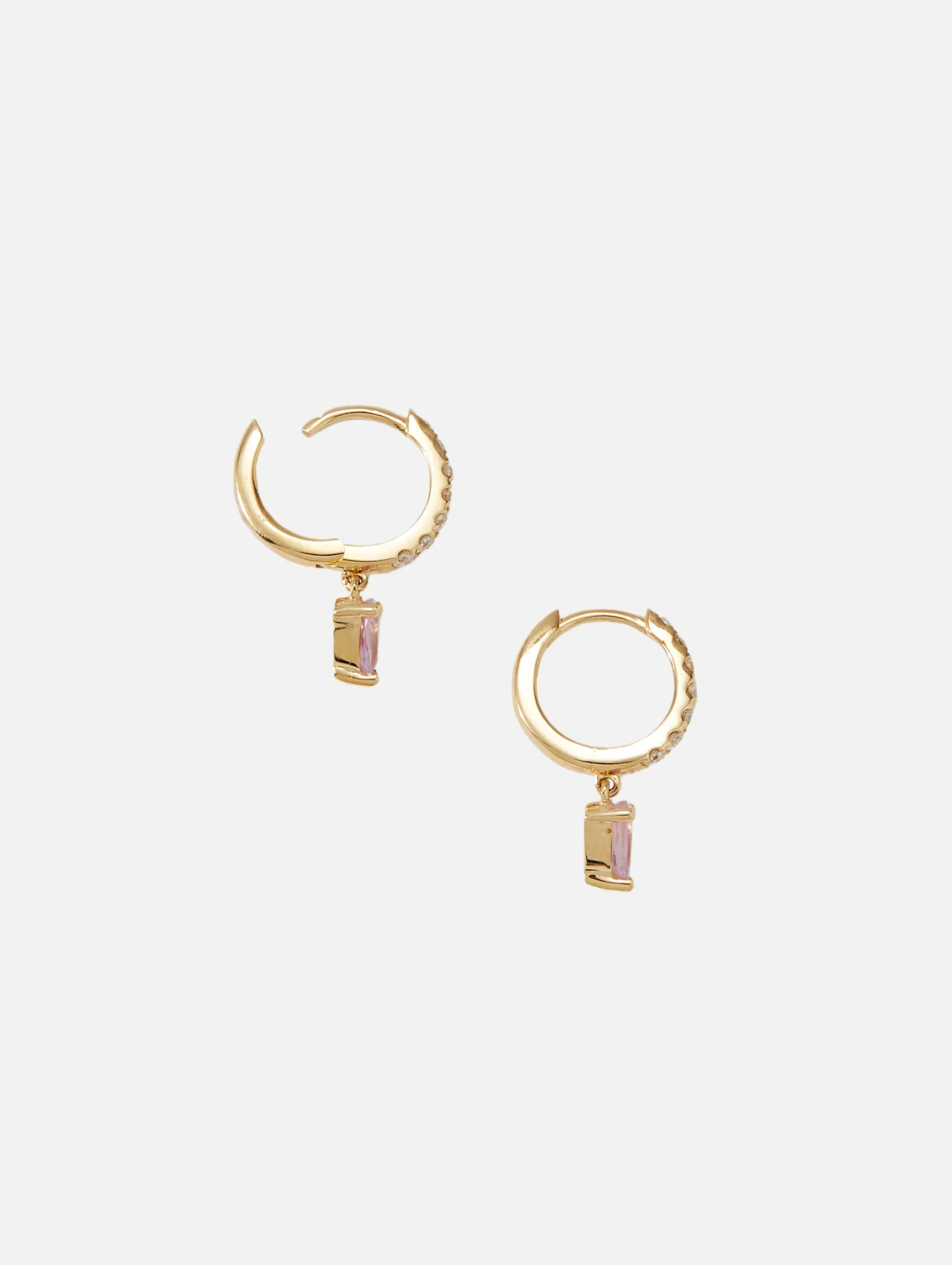 Pink Sapphire Diamond Water Drop Goddess Hoops