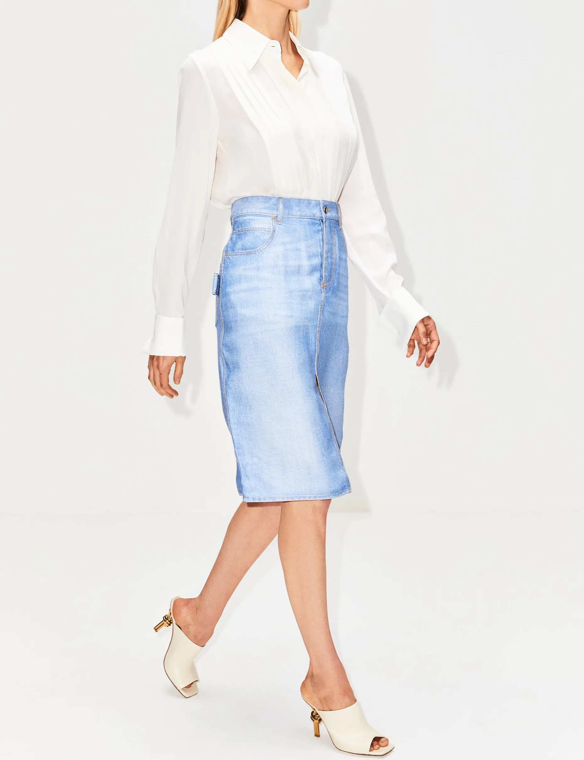 Printed Denim Skirt