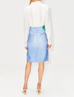 Printed Denim Skirt