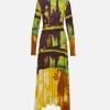 Printed Handkerchief Midi Dress