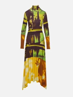 Printed Handkerchief Midi Dress