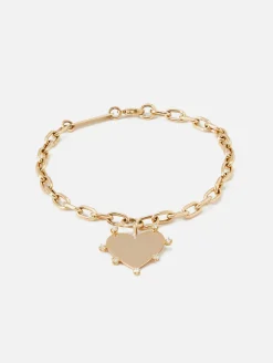 7 Prong Diamond Heart Charm Bracelet