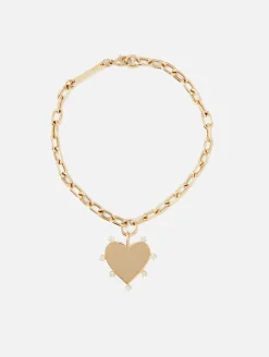 7 Prong Diamond Heart Charm Bracelet