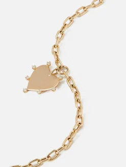 7 Prong Diamond Heart Charm Bracelet