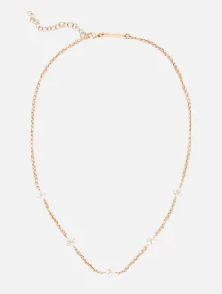 5 Prong Diamond Quad Station Box Chain Necklace