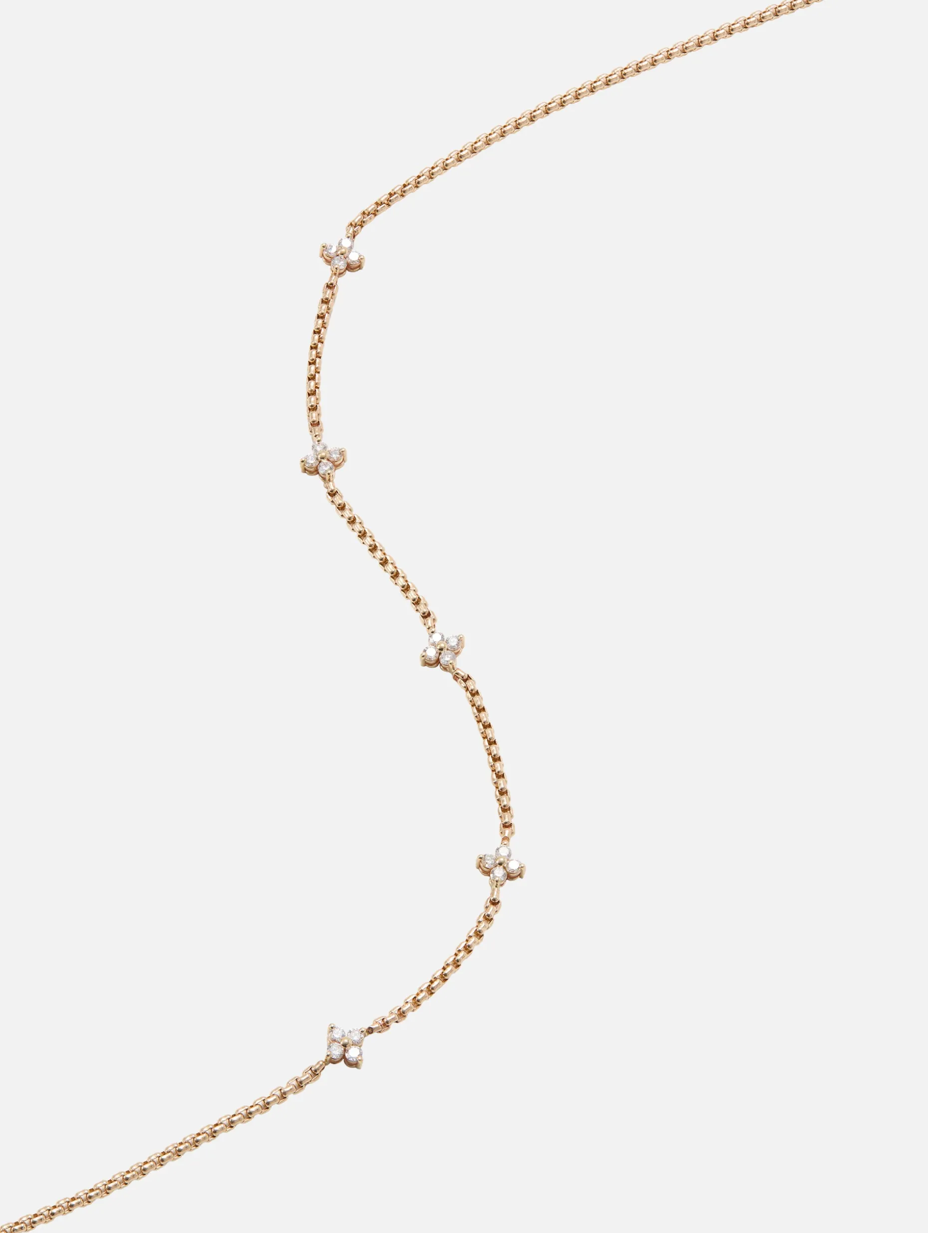 5 Prong Diamond Quad Station Box Chain Necklace