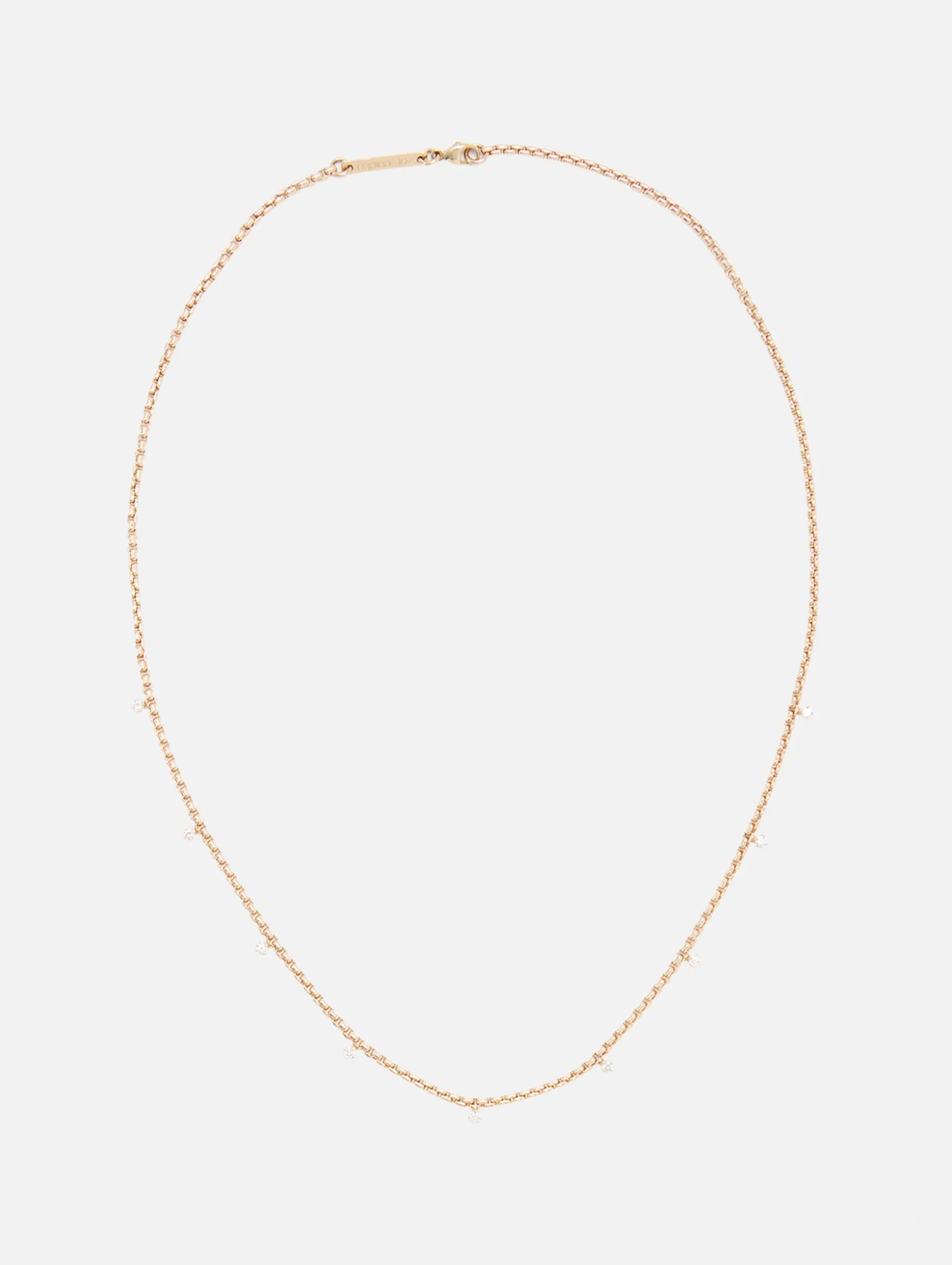 9 Prong Diamond Small Box Chain Necklace