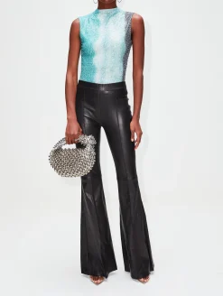 Pull On Leather Flare Pant