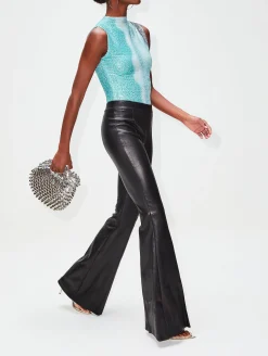 Pull On Leather Flare Pant