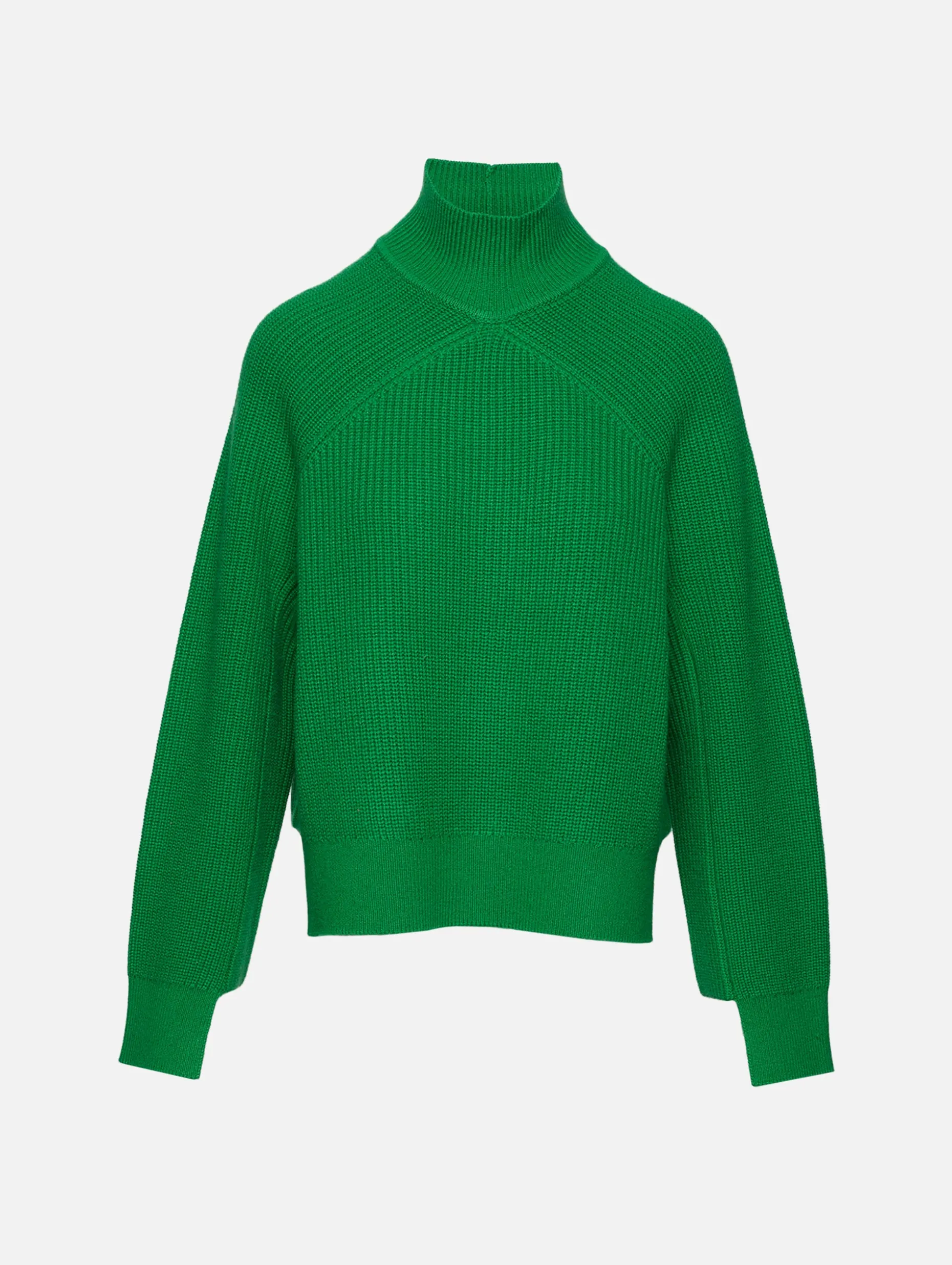 Ribbed Paneled Turtleneck Top