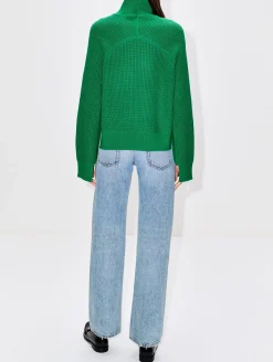 Ribbed Paneled Turtleneck Top