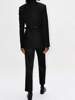 Satin Lapel Wrap Blazer