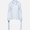 Satin Neck Tie Monogram Blouse