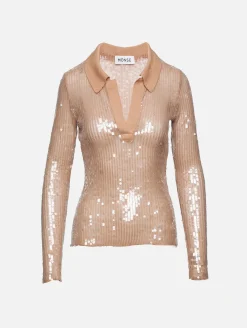 Sequin Polo Top