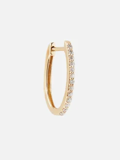 Single Classic Small Oval Pave Hoop